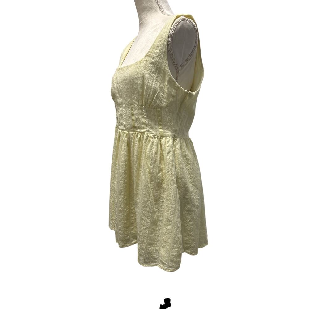 Princess Polly Dasha Cotton Yellow Fit Flare Sleeveless Square Neck Mini Dress-8 - Picture 2 of 12